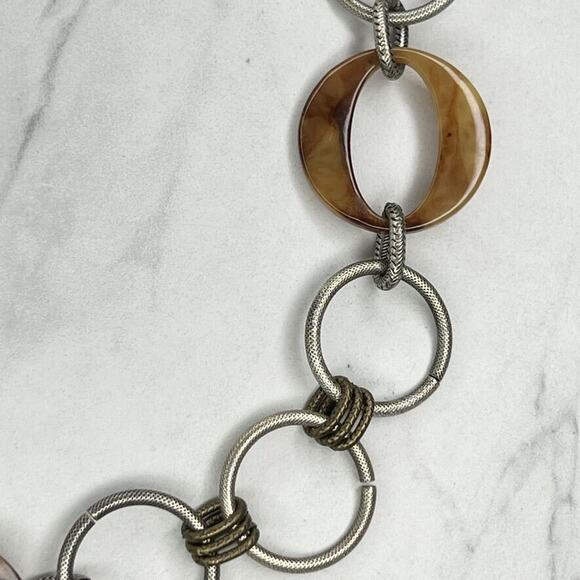 Chicos Silver Tone Chunky Metal Plastic Long Chain Link Statement Necklace 45" ✨ - Picture 7 of 11